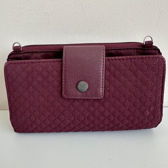 Vera Bradley Wine Microfiber RFID Deluxe All Together Crossbody Wallet NO Straps - Picture 4 of 11